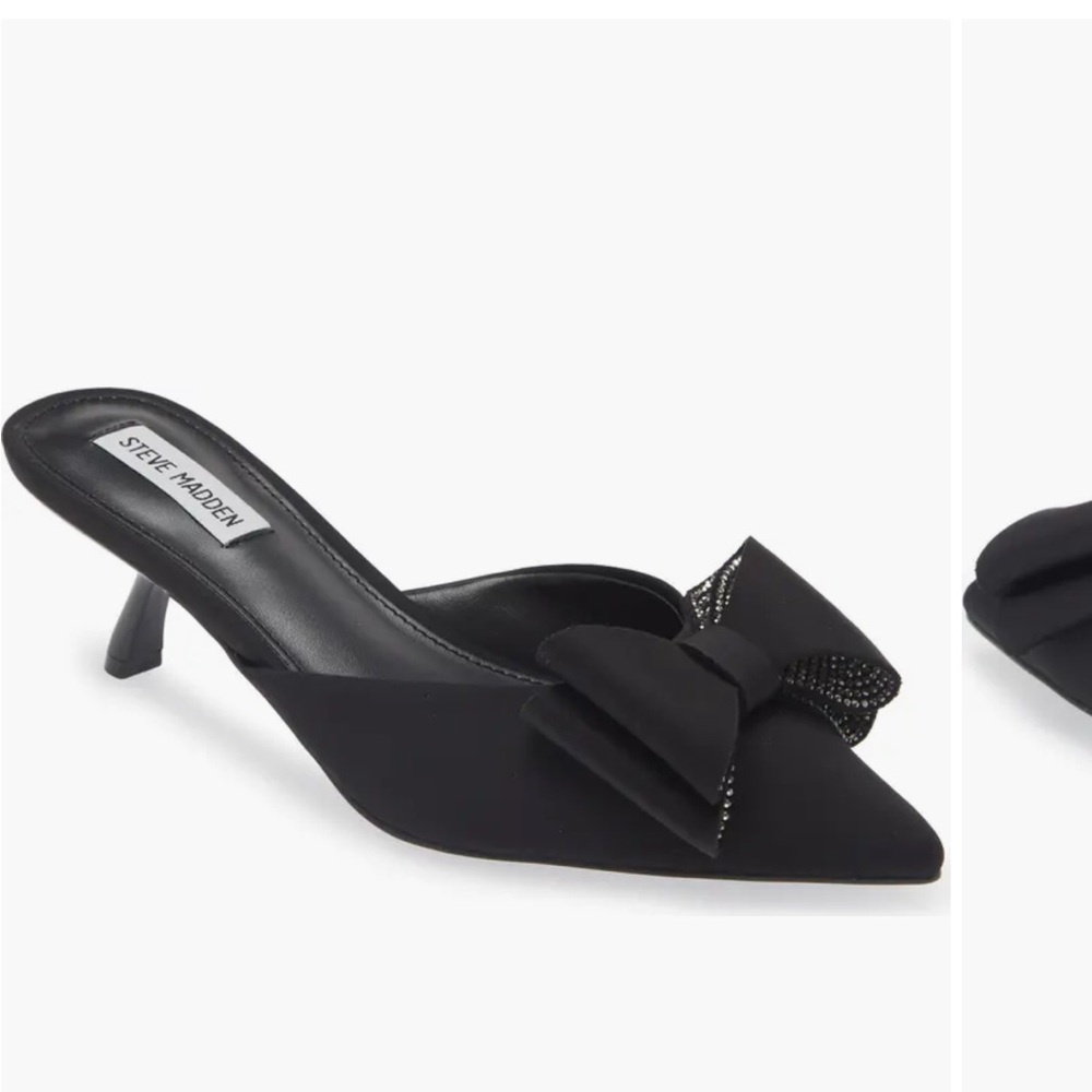 Steve Madden Method Black Kitten Heel Mules with Bow
